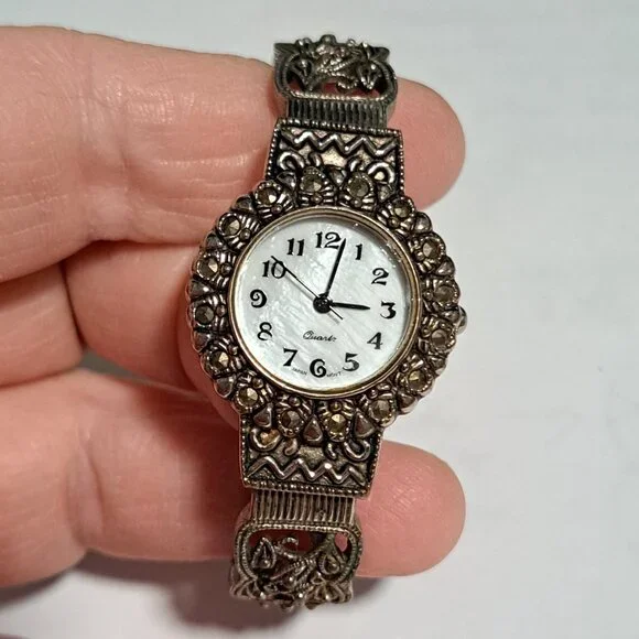 silver tone women's clamp bracelet watch - Picture 7 of 8